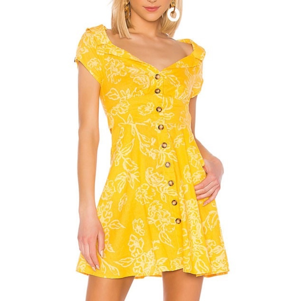 Free People A Thing Called Love Mini Dress Yellow in Size 6